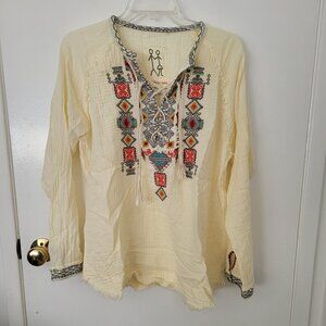 Johnny Was Women's Ivory Briza Gauze Blouse
